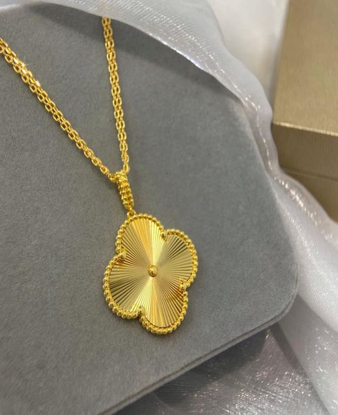 

designer necklace large flowery engraved fourleaf clover large 90cm four seasons versatile women 18k gold jewelry mature beautifu3514614, Silver
