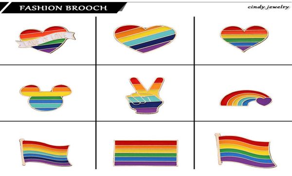

9 style lgbt design rainbow creative heart yeh finger pin brooch metal brooches pins badge denim enamel lapel jewelry gift women u7060702, Gray