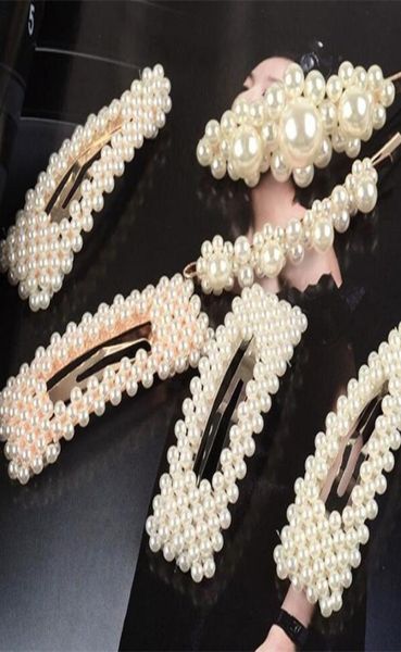 

8pcs white abs imitation pearl alloy hair clips hairpins diy hairwear jewellery accessories fittings4935915, Golden;white