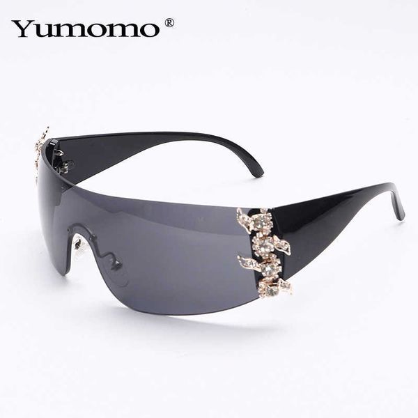 

new fashion y2k one-piece pentagram wind and fire wheels sunglasses personalized trend scientific sense millennium sports mirror, White;black