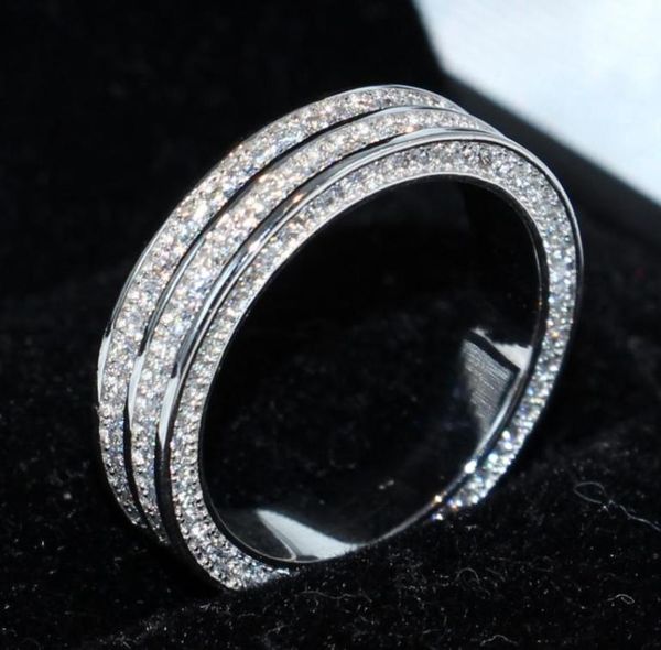 

2018 new arrival stunning luxury jewelry victoria 925 sterling silver pave setting white sapphire cz diamond women wedding band ri1092815, Slivery;golden