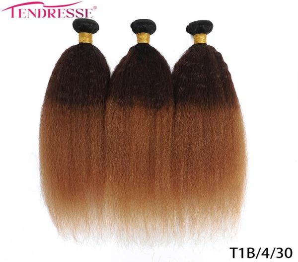 

100 human hair kinky straight hair 34 bundles ombre yaki wave bundle blond colored brown 3 tones ombre brazilian virgin hair ext3331558, Black