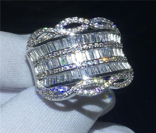 

vecalon luxury big ring 925 sterling silver t shape diamond cz engagement wedding band rings for women men finger jewelry1079002, Slivery;golden