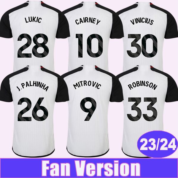 

23 24 cairney mitrovic mens soccer jerseys andreas decordova-reid wilson lukic home white football shirt short sleeve uniforms, Black;yellow