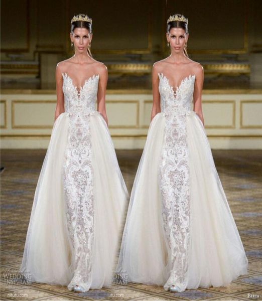 

berta overskirt bridal gowns lace sheath wedding dresses sheath sweetheart neck zip back floor length plus size custom made4822599, White