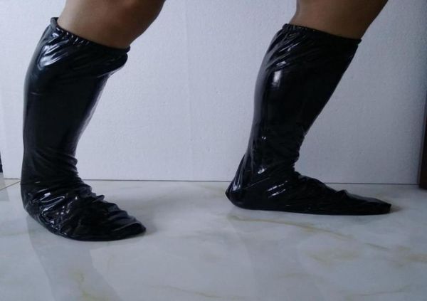 

new lycra spandex shiny metallic wet look pu leather pvc costumes cosplay party halloween foot cover sleeve socks94060901594894, Silver