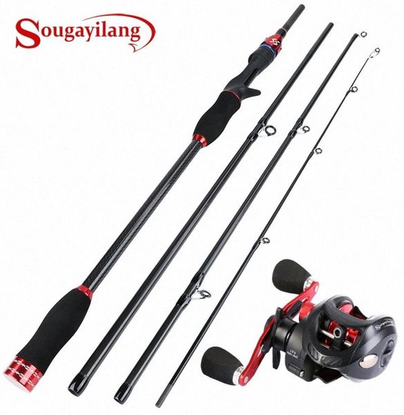 

sougayilang rod combo 4 sections carbon fiber casting rod 21m24m with baitcasting reel 12 1bb rightleft hand fishing reel vc06242790