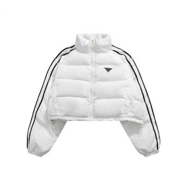 

autumn and winter women stand collar striped short down coat, quilted custom not running velvet, high waist short warm and fashionable., Black