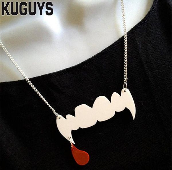 

hallowmas vampire tooth pendant necklace fashion acrylic jewelry2417984, Silver