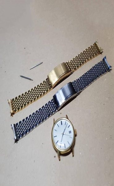 

18 20mm silver gold watch strap bands solid 316l stainless steel with hollow link luxury watchbands bracelet clasp buckle for ome 8933226, Black;brown