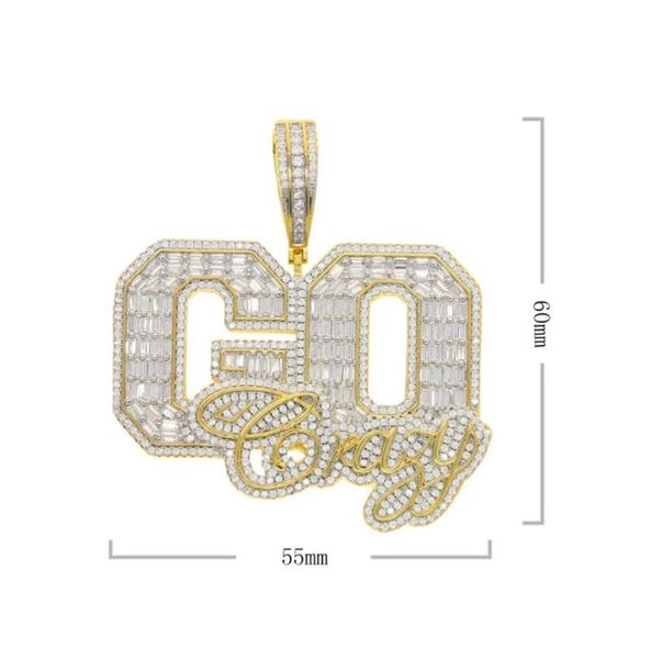 

chains summer iced out letter crazy pendant necklace paved full cubic zirconia cz hip hop men7025055, Silver