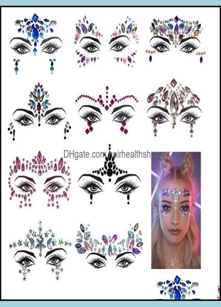 

nail art decorations salon health beauty rhinestone festival face jewels sticker fake tattoo stickers body glitter tattoos gems fl8564627, Silver;gold