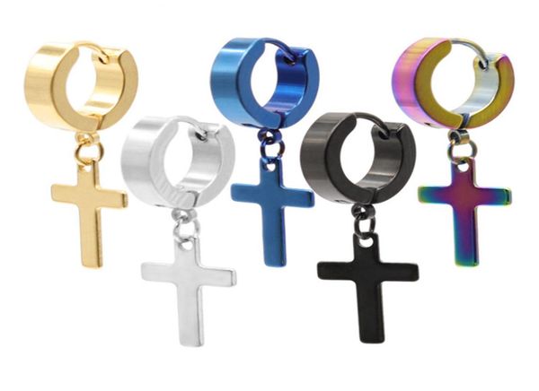 

fashion stainless steel cross earrings dangle punk jewelry for cool women girl friendship gifts accessories3293438, Silver