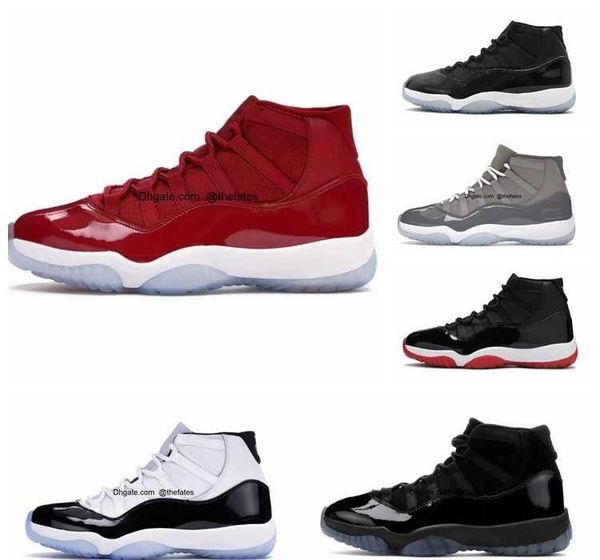 

11 11s mens basketball shoes dmp cherry midnight navy cool cement grey citrus legend gamma unc blue bred snakeskin concord space jam men wom, White;red