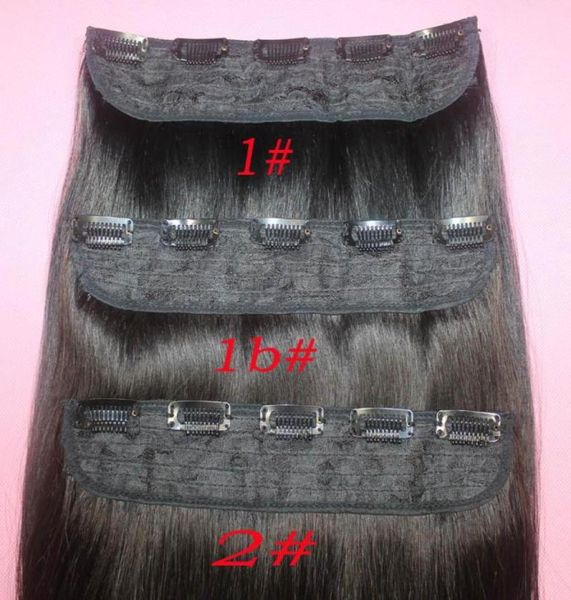 

110g brazilian remy human hair clip in extensions straight clip on human hair pieces 1b 2 8 brown 613 blonde 5 clips hair7619653, Black;brown