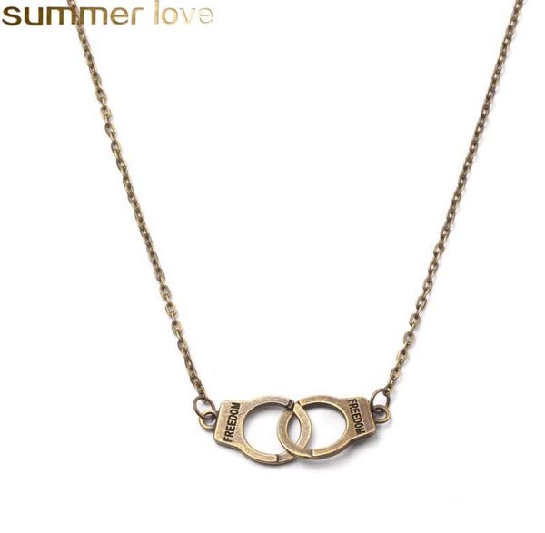 

fashion dom handcuffs necklace vintage antique silver bronze charm dom necklaces for men and women jewelry gifts2070724