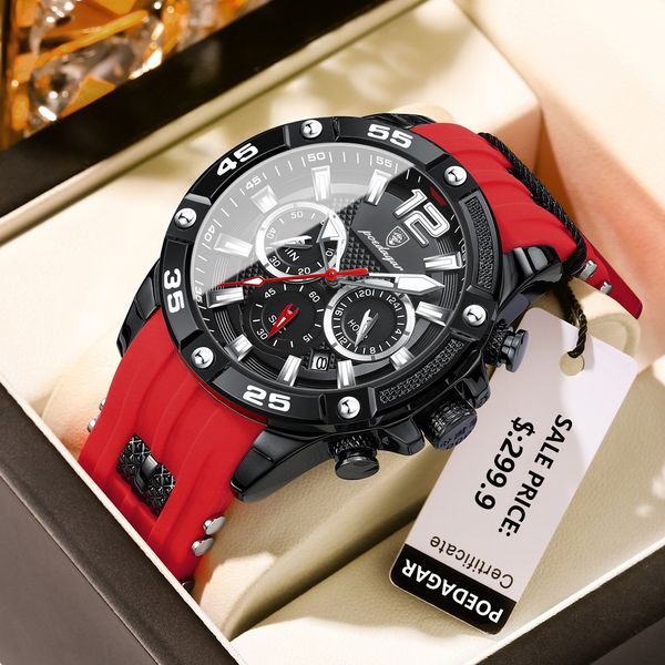 

wristwatches poedagar casual men watch luxury waterproof luminous chronograph date man wristwatch military quartz men's watches 230712, Slivery;brown