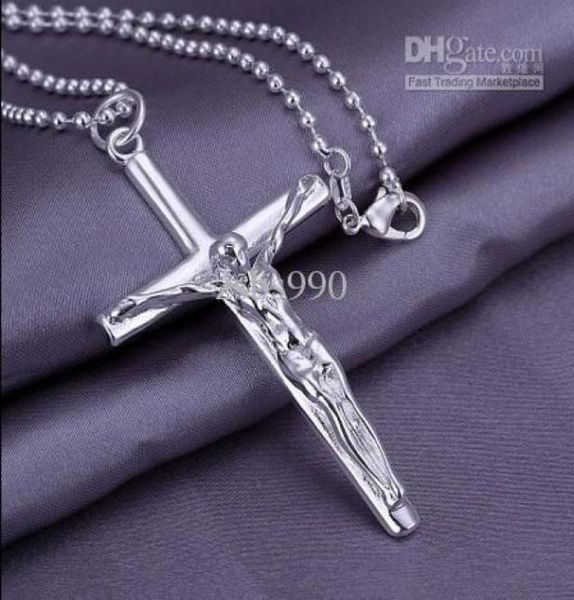 

fashion jewelry 925 silver plated cross of jesus pendant necklace 10pcslot9847640