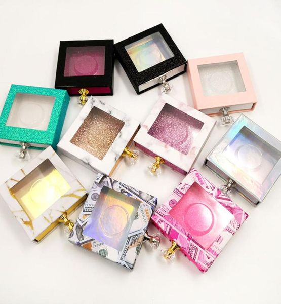 

new wholes crystal handle boxes false eyelashes packaging box fake mink lashes glitter case empty1476246