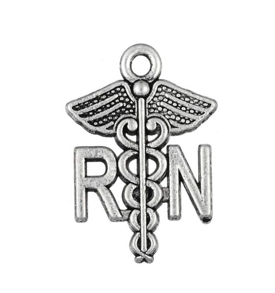 

caduceus rn charm registered nurse pendant medical bracelet findings 20pcs8954818, Bronze;silver
