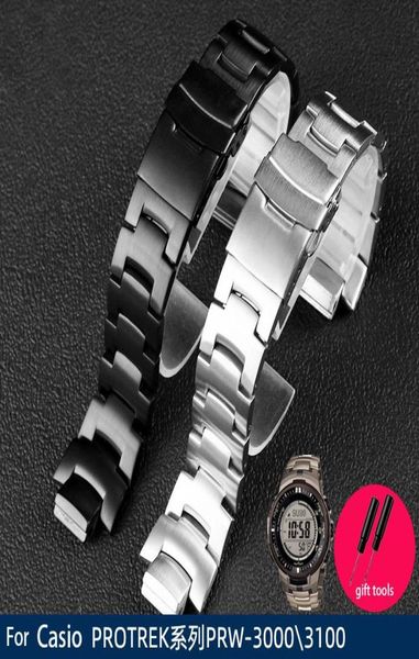

watch bands the convex steel wristband for casio protek series prw3000310060006100 outdoor mountaineering precision men0393054755, Black;brown