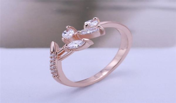 

leaf shape cubic zircon rings band finger ring wedding rings for women fashion jewelry party gifts whole2038526, Silver