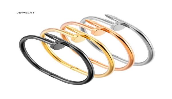 

fashion men gold bracelet bangle jewelry women bracelets 316l stainless steel love goldplated never fade not allergic nail good g3817026, Black