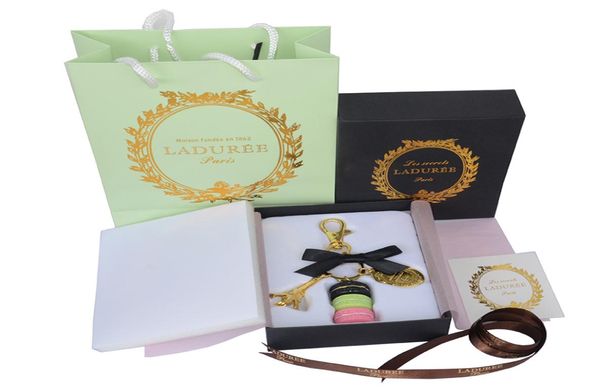 

gold plated keyring france laduree macaron effiel tower black keychain fashion keyring bag charm accessories w gift box and handba3258551, Slivery;golden
