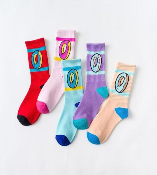 

fashion cotton odd future mens socks doughnut shape for skateboard socken hiphop sports foot cover donut sock 8 colors chaussette4425405, Black