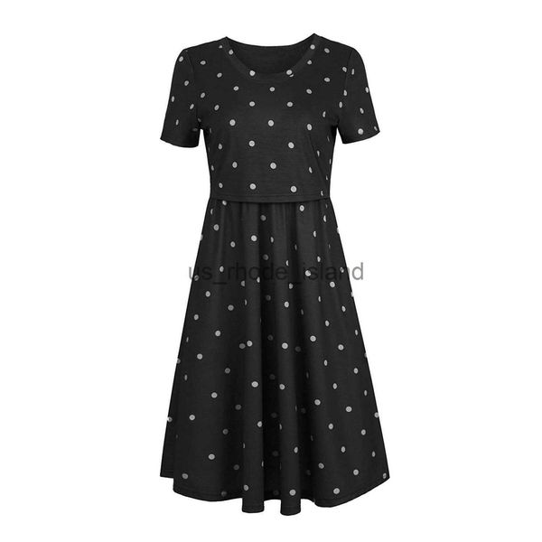 

maternity dresses new european and american fashion maternity wear short-sleeved polka dot print maternity dress maternity striped nursing c, White