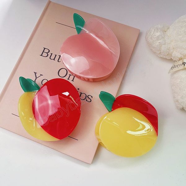 

lovely peach acetate claw clip hairpin geometric fruit crab hair clip for women girls new summer hair accessories, Slivery;white