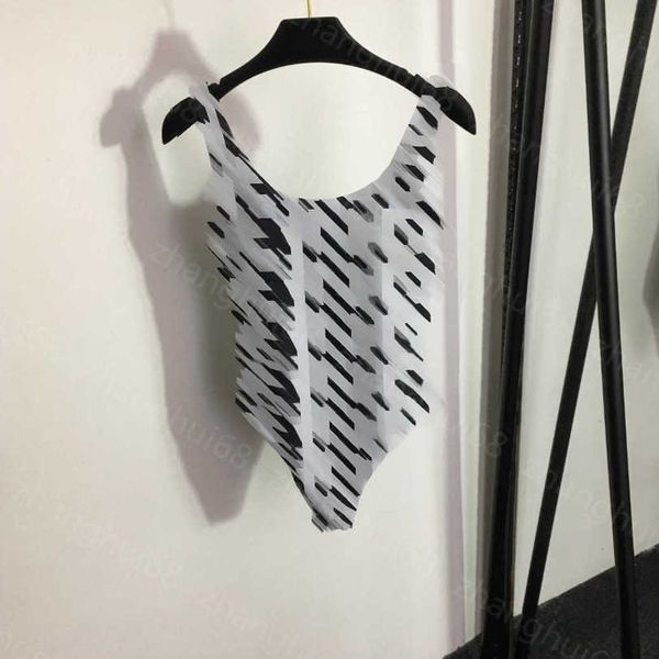 

23ss womens bikini designer bathing suit bikini swimwear womens swimwear monogram striped printed halter one-piece swimsuit with breast pad, White;black