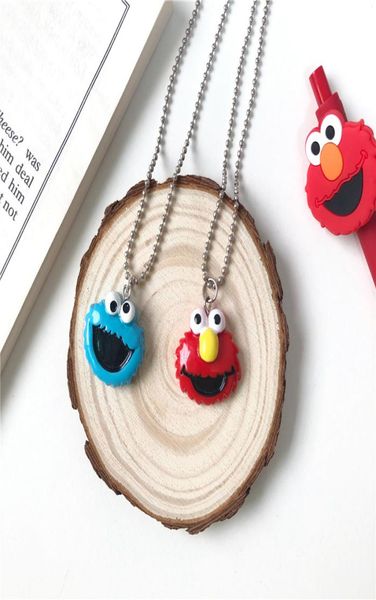 

cartoon red and blue sesame street necklace smile couple necklace funny children jewelry6710684, Silver
