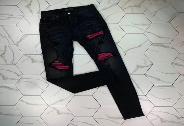 

ph396 mens jeans distressed motorcycle biker jean rock skinny slim ripped hole stripe fashionable snake embroidery de8637609, Blue