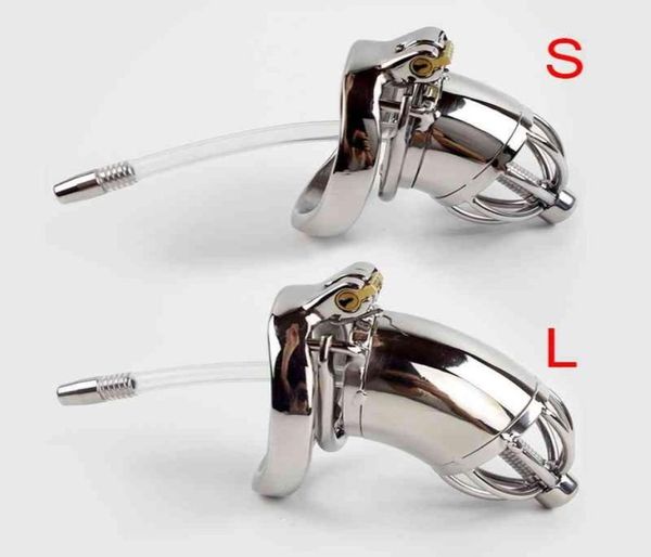 

304 stainless steel chastity device with urethral sounds catheter and spike ring sl size cock cage choose male belt2570936