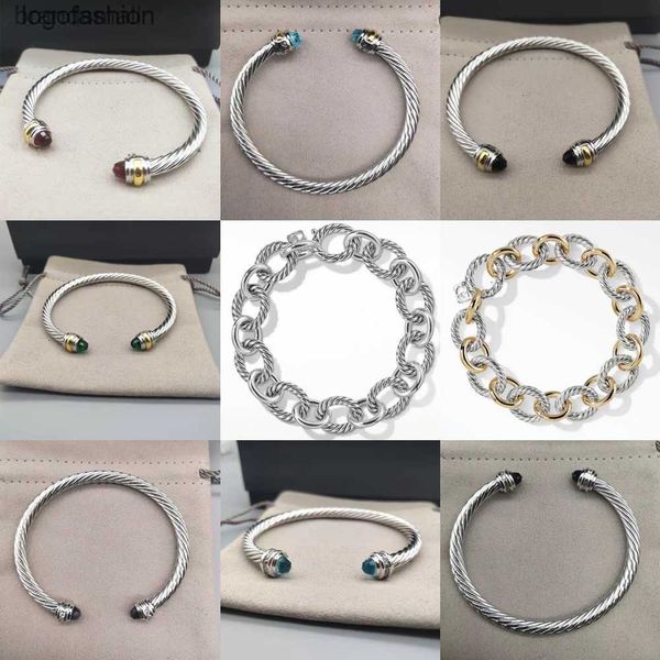 

designer bracelet head platinum trend round bangle bracelet women fashion versatile plated twocolor hemp twisted wire jewelry 5mm luxury bra, Black