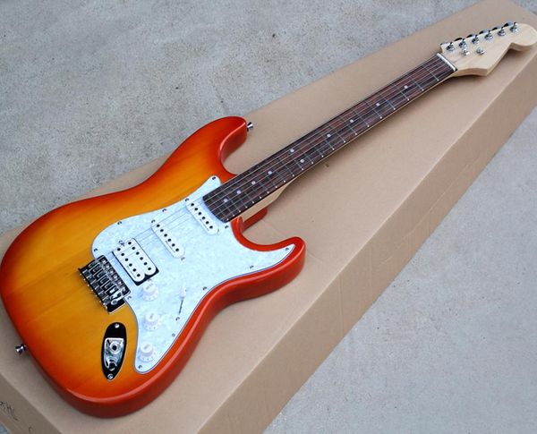

factory whole cherry sunburst electric guitar with ssh pickupswhite pearled pickguardrosewood fretboardcan be customized as6462466