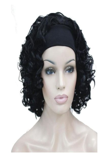 

strongbeauty short curly black synthetic headband wig for women6900362
