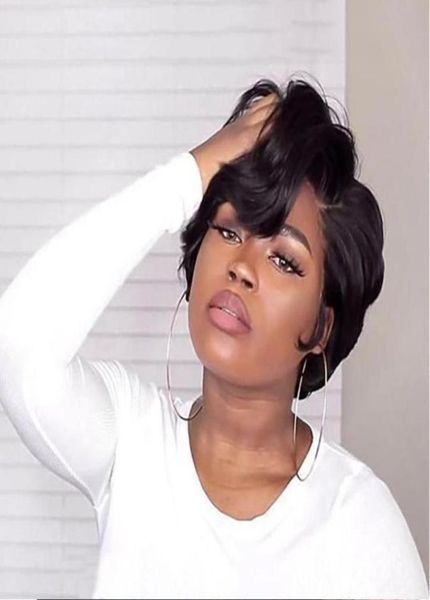 

pixie cut wig 13x4 short lace front human hair wigs pre plucked with baby hair lace frontal wig brazilian 13202721472102, Black;brown