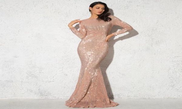 

casual dresses 2021 elegant o neck long sleeve sparkle sequin maxi dress floor length stretchy bodycon party gold emerald burgundy8375173, Black;gray