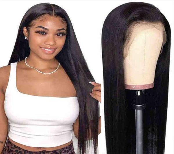 

women brazilian transparent hd front lace wigs unprocsed raw bone straight human hair lace wig7510894, Golden;white