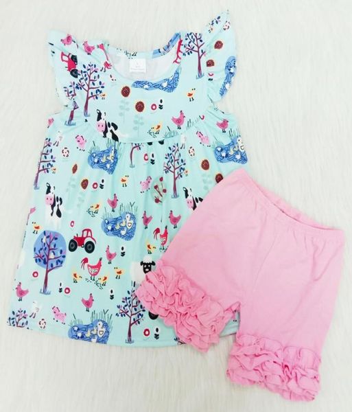 

2020 summer girls clothing outfits two piece sleeveless children sets girls clothes suit casual print kids boutique outfits1436795, White