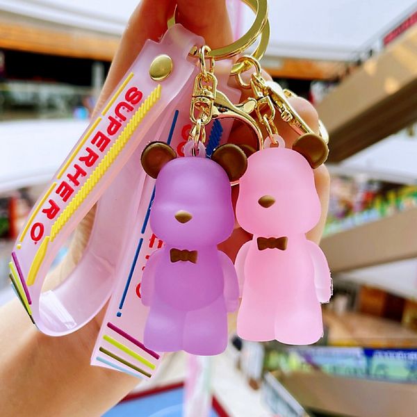 

fashion blogger designer jewelry creative crystal tie bear cartoon violent bear keychain mobile phone keychains lanyards keyrings wholesale, Slivery;golden