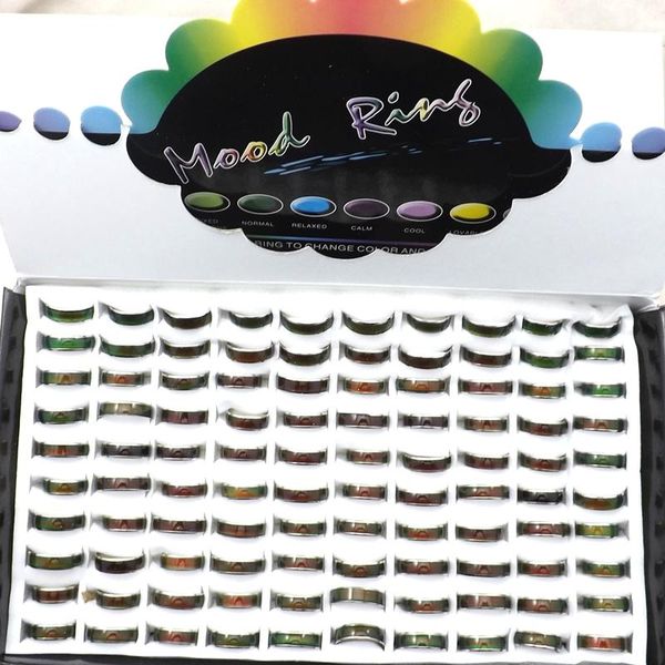 

swimwear xiaoyaotym fashion mood rings 100pcs mix size mood ring changes color from temperature, White;black