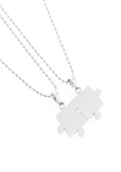 

pendants paired couple 60cm necklace stainless steel smooth puzzle necklaces for lover woman man collar collier polishing onkn3939985, Silver