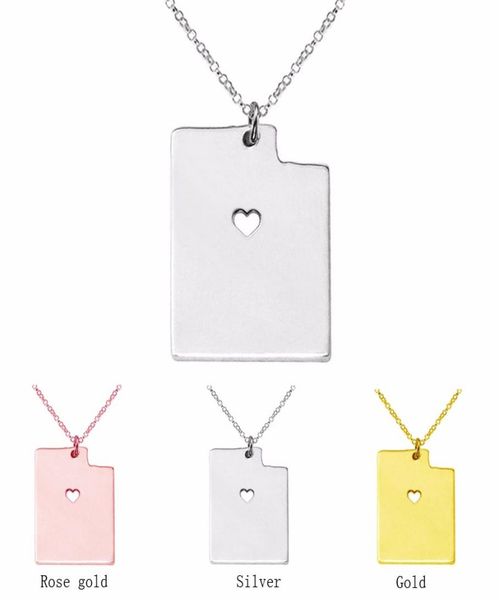 

utah state map pendant necklace charm pendant necklaces with a heart statement necklace jewelry 3 colors7455262, Silver