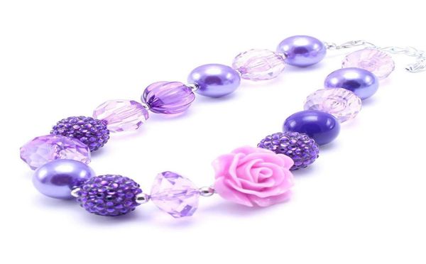 

purple rose flower baby kid chunky necklace fashion toddlers girls bubblegum bead chunky necklace jewelry gift for children8873978, Silver