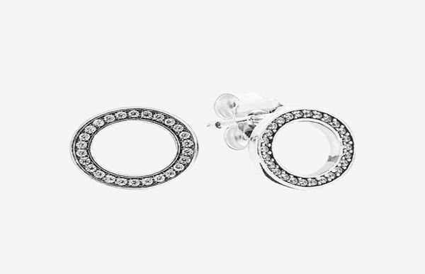 

women's sparkling circle stud earrings cz diamond wedding gift for 925 sterling silver earring with original box 086231, Golden;silver
