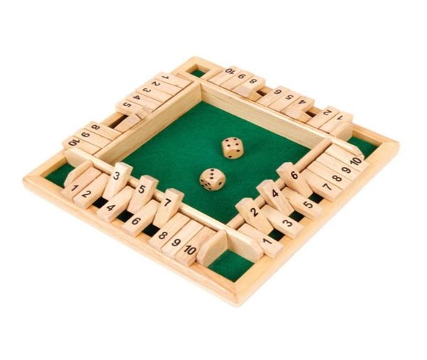 

shut the box dice board game 4 sided 10 number wooden flaps dices game set for 4 people pub bar party supplies1752971
