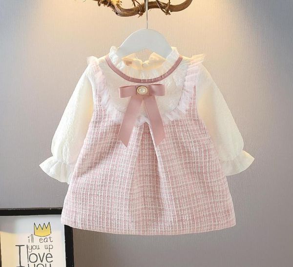 

girls fall dress pearl bow plaid dress for girls fashion highgrade kids party dresses sweet princess costume 2 3 4 5 6 7 337 z25216320, Red;yellow